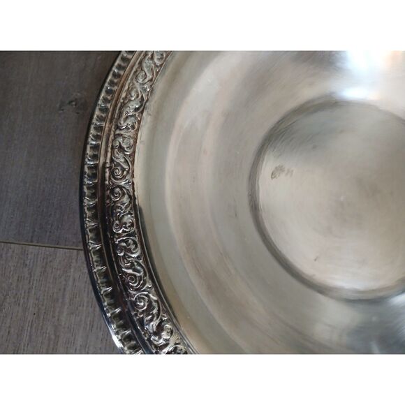 Vintage 1955 Reed & Barton Silverplate Bowl #1211 Ornate Edge Round Serving Dish - Picture 1 of 5